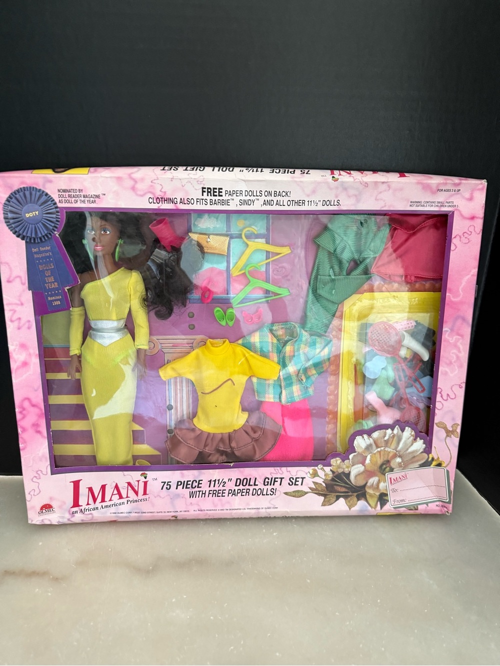 Vintage 1989 Imani doll gift set 75-piece set with doll, fashions, paper dolls